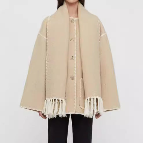 Damen Fransenjacke mit eleganter Saumverzierung Drune