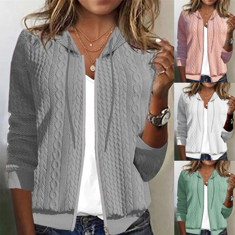Damen Strickjacke mit Kapuze und strukturiertem Muster Drune