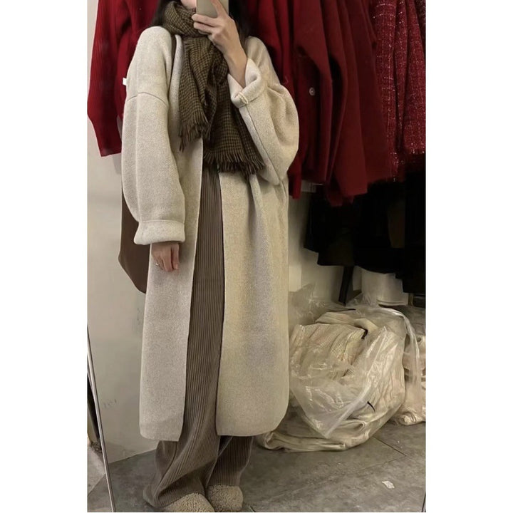 Damen Langstrickmantel mit übergroßem Schnitt und weichem Fleece Drune