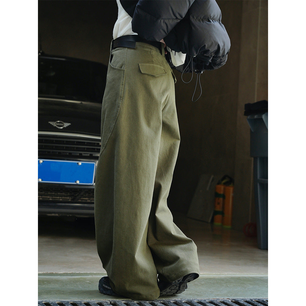 Damen Weite High‑Waist Cargo-Baggy-Hose mit aufgesetzter Klappentasche Drune
