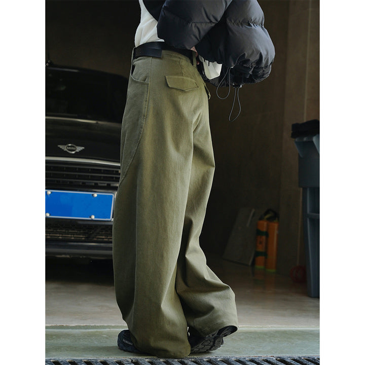 Damen Weite High‑Waist Cargo-Baggy-Hose mit aufgesetzter Klappentasche Drune