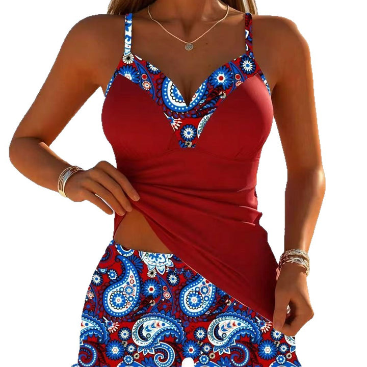 Damen Funktions-Badeanzug mit hohem Schnitt und dekorativen Paisleymustern Drune
