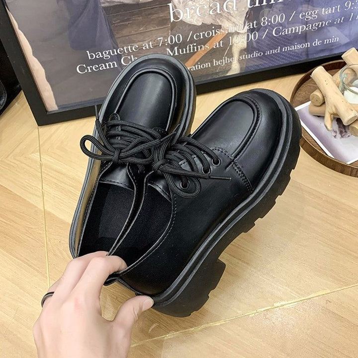 Damen klobige Plateau Schnürschuhe Drune