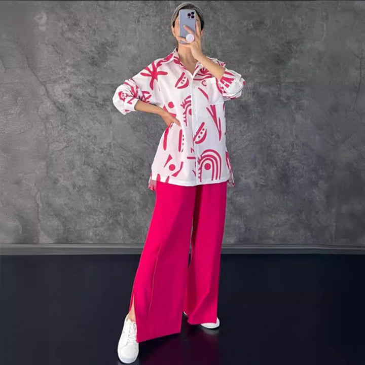 Damen Lässige Oversized-Bluse mit grafischem Druck und weiter Passform Drune