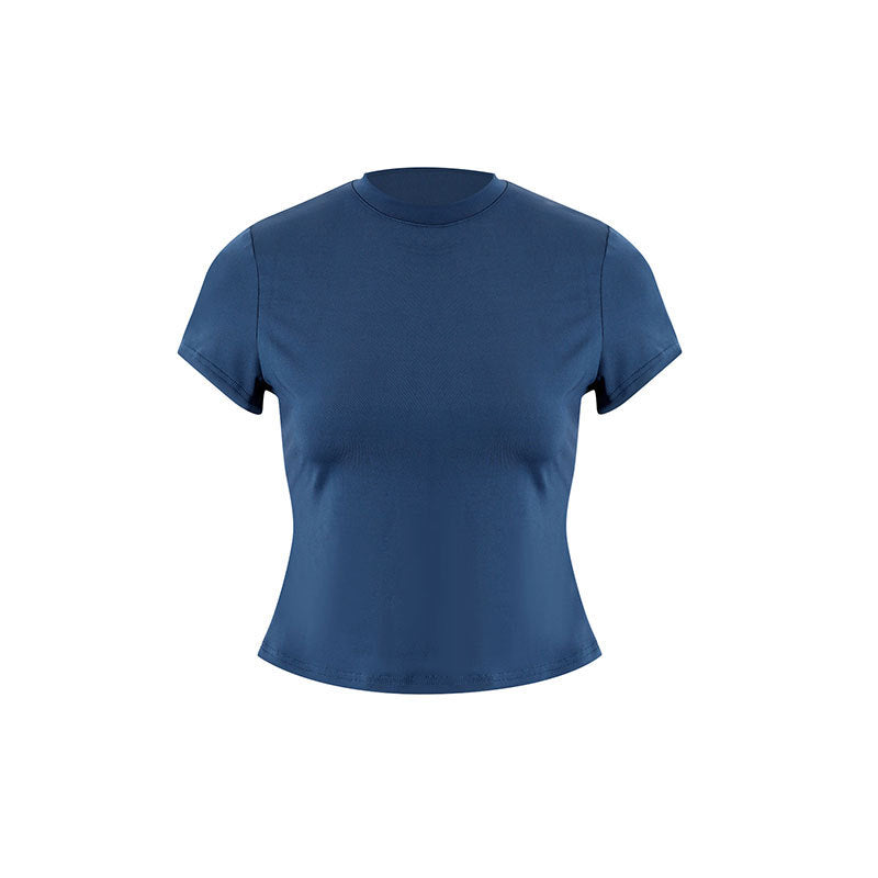 Damen lässiges cropped T-Shirt aus hautfreundlichem Material mit Rundhalsausschnitt Drune