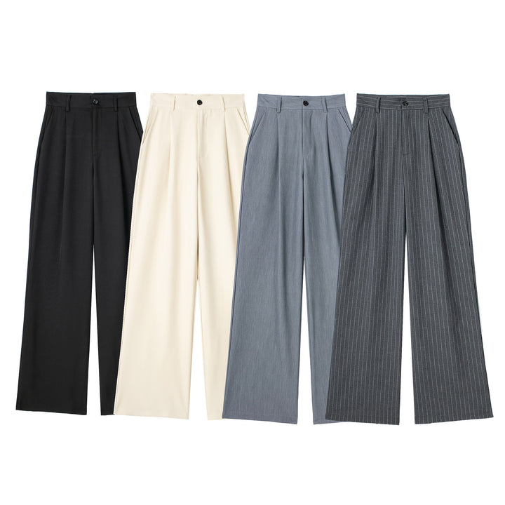 Damen Weite Highwaist-Bundfaltenhose mit Bügelfalte und seitlichen Eingrifftaschen Drune
