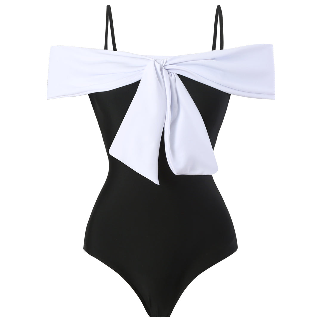 Damen Einteiler Badeanzug mit elegantem Wickel-Design und hohem Beinausschnitt Drune