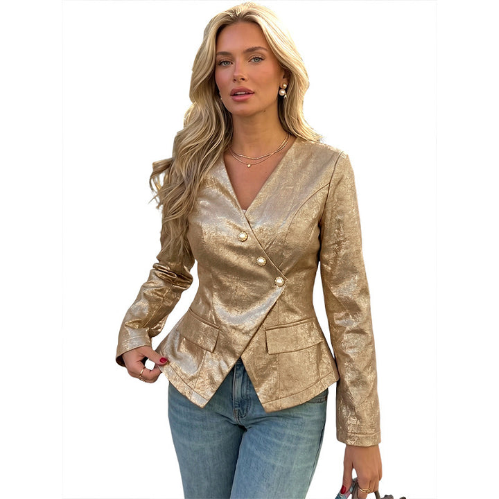 Damen Eleganter Blazer mit doppelter Knopfleiste Drune