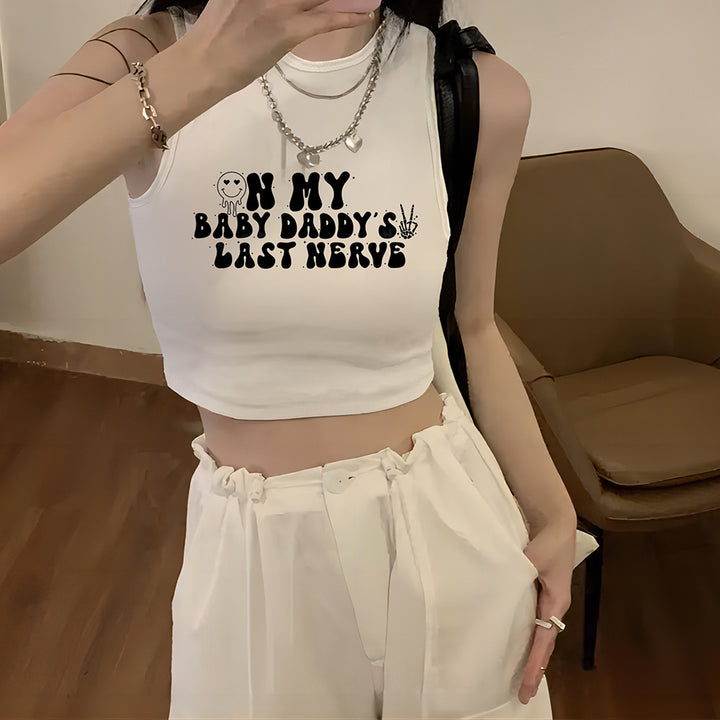 Damen Crop-Top mit kreativem Spruch und lässigem Schnitt Drune