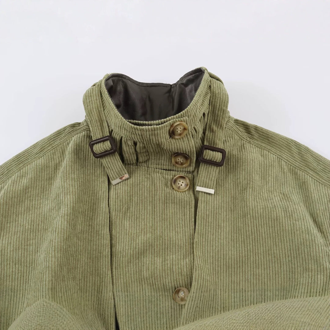 Damen Kord-Fieldjacke mit Taillengürtel und Stehkragen Drune