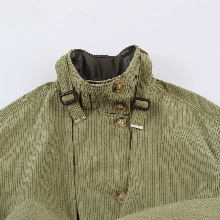 Damen Kord-Fieldjacke mit Taillengürtel und Stehkragen Drune