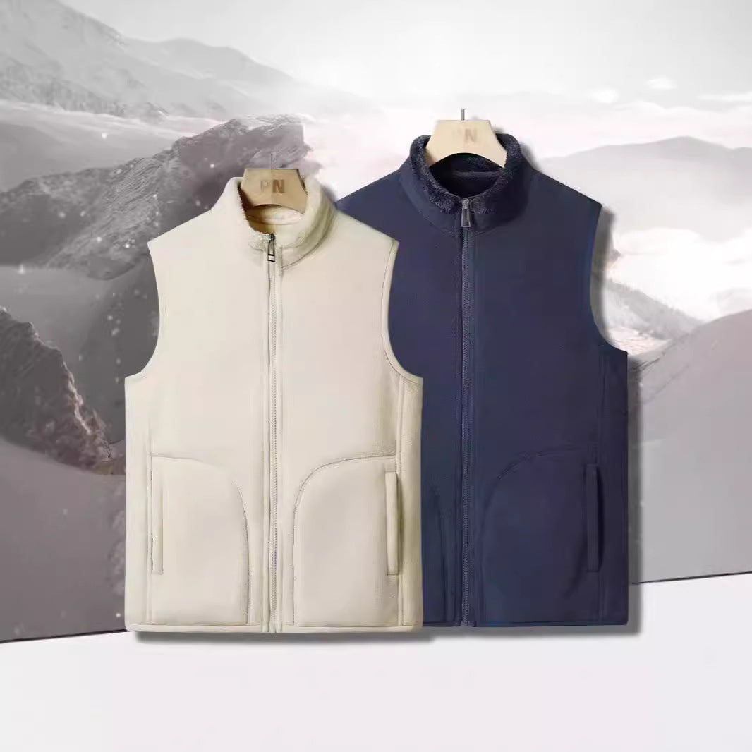 Damen kuschelige Sherpa-Fleeceweste mit hohem Stehkragen, durchgehendem Reißverschluss und verdeckten Eingrifftaschen Drune