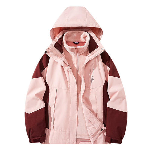 Herren Wasserabweisende zweilagige Trekkingjacke mit abnehmbarer Fleece-Innenjacke und Kapuze Drune