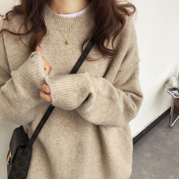 Damen Oversized Strickpullover mit Rippdetails Drune