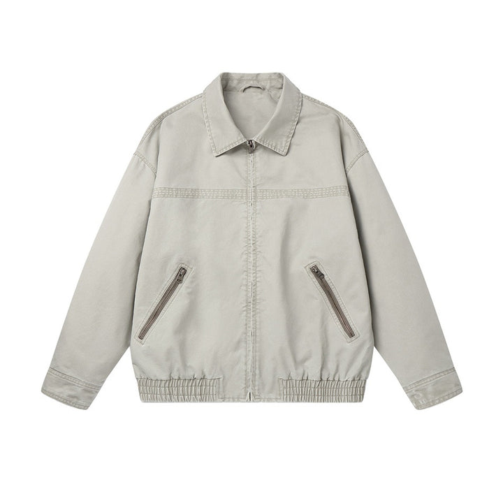Herren Kurzblouson im Boxy‑Cut aus Canvas mit diagonalen Reißverschlusstaschen und elastischem Saum Drune