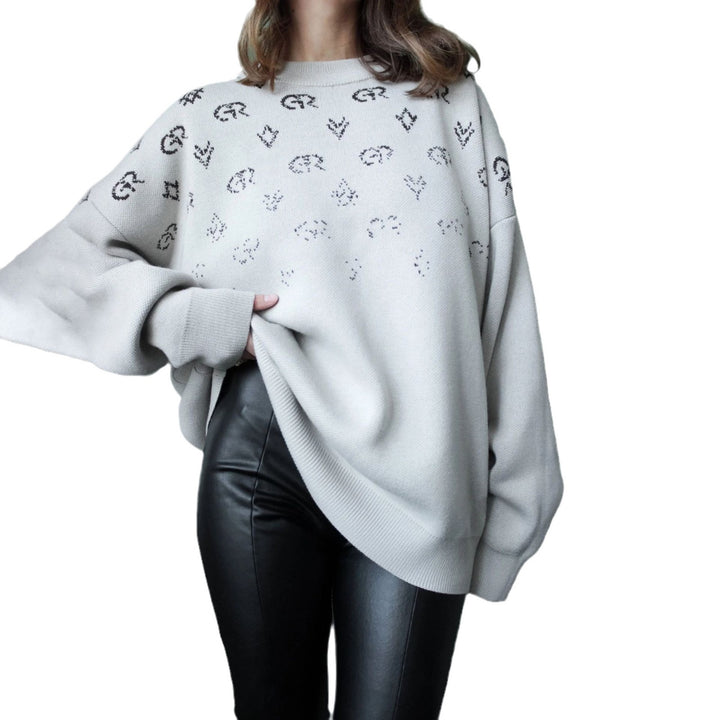 Damen Oversized Sweatshirt mit kreativem Schriftzug Drune