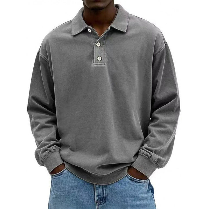 Herren Oversize Langarm Polo aus Baumwollmix Drune