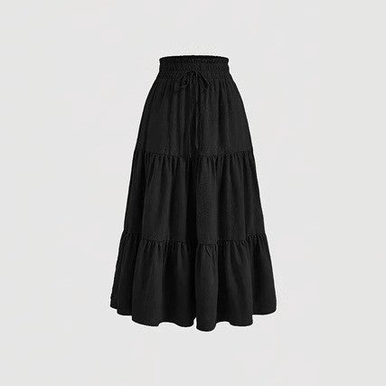 Damen Maxi-Rock mit elastischem Bund und Stufen-Design Drune