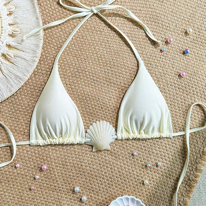 Damen Triangel-Bikini mit Muschel-Applikation und verstellbarem Band Drune