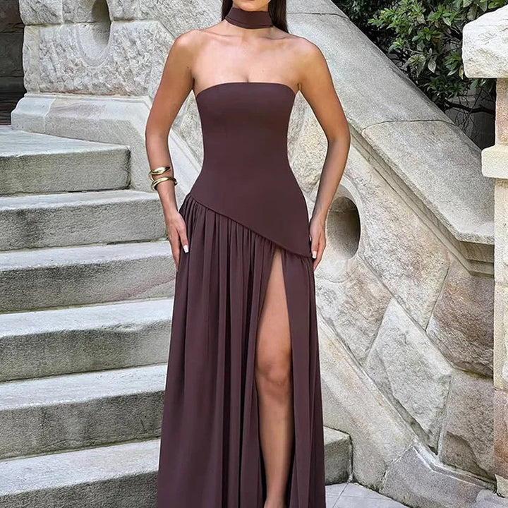 Drune | Elegantes rückenfreies Maxikleid mit Schlitz