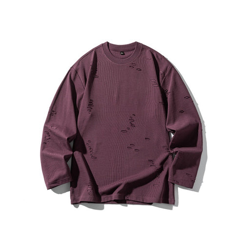 Unisex Oversize-Sweatshirt aus schwerer Baumwollmischung mit Distressed‑Effekt und feiner Waffelstruktur Drune
