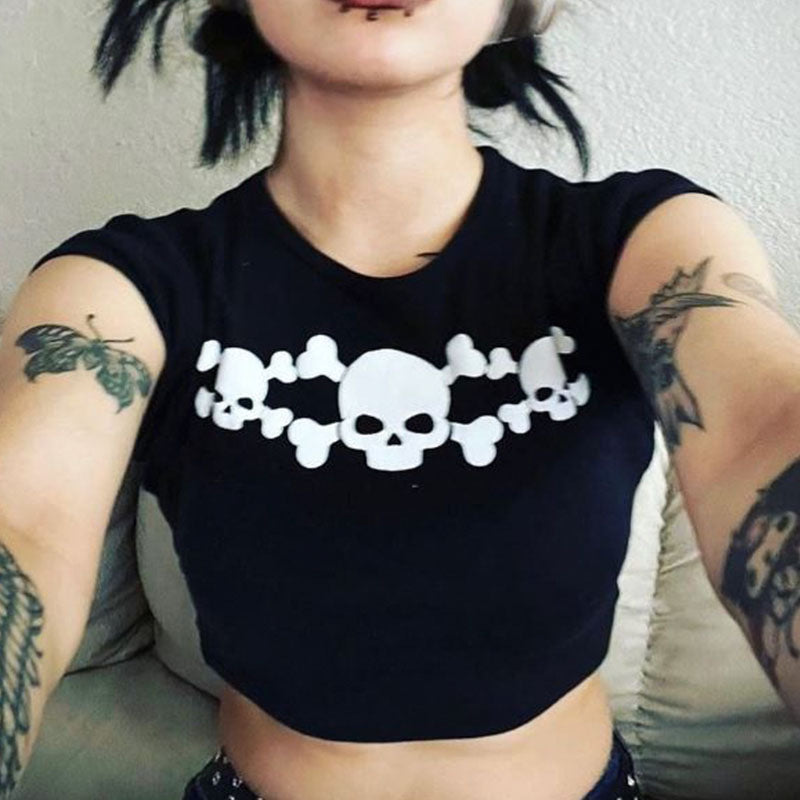 Damen Crop-T-Shirt mit kreativem Nostalgie-Druck und lässigem Schnitt Drune
