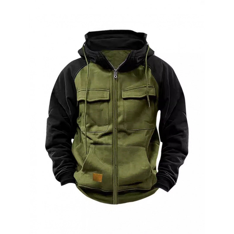 Herren Kapuzenjacke mit Cargo-Taschen und durchgehendem Reißverschluss Drune