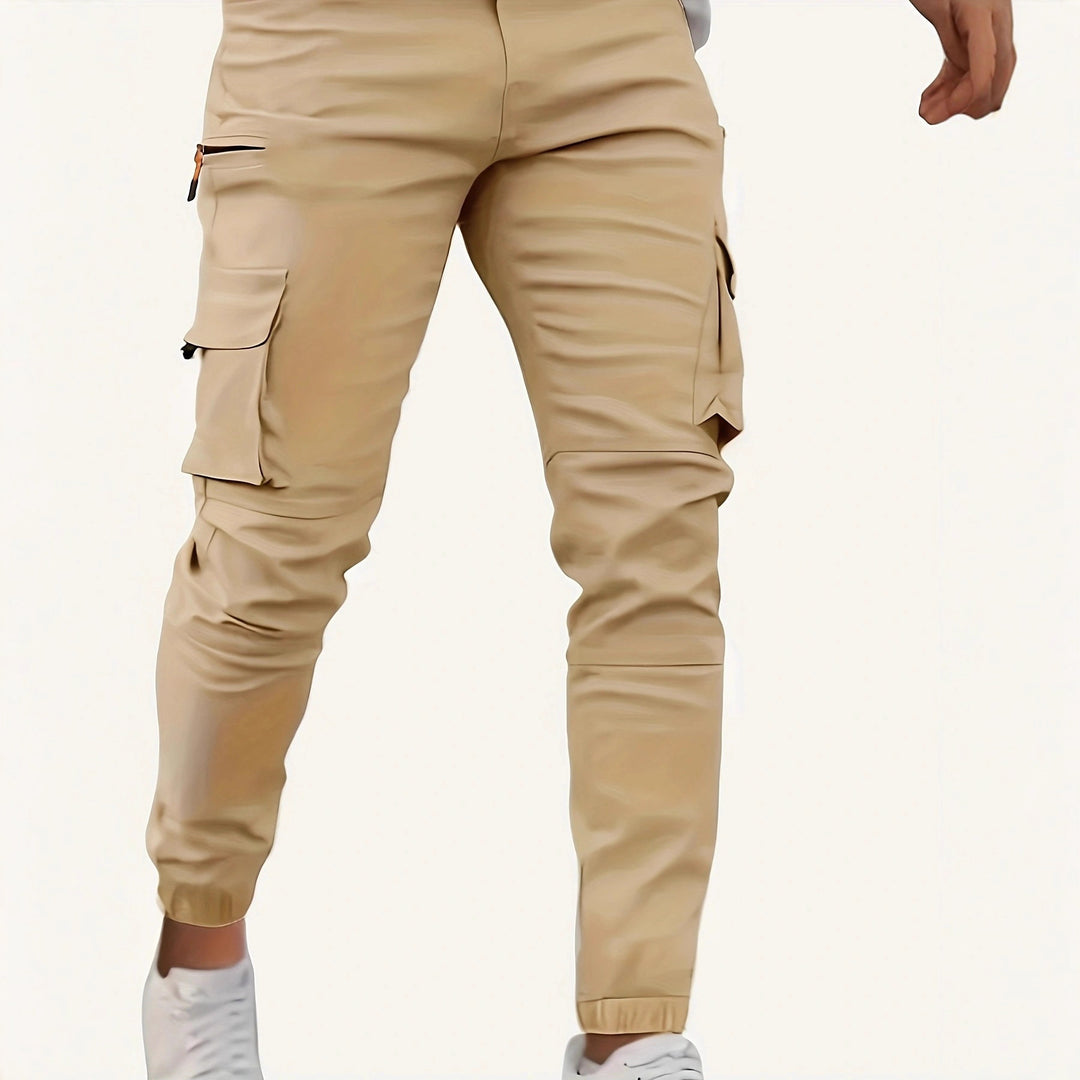 Herren Tapered Cargo-Jogginghose mit Reißverschluss- und Klappentaschen Drune