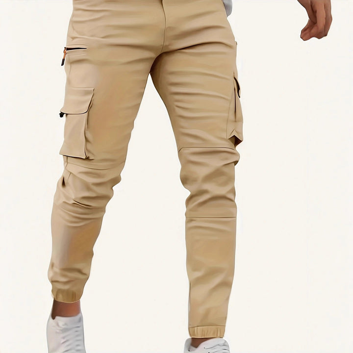 Herren Tapered Cargo-Jogginghose mit Reißverschluss- und Klappentaschen Drune
