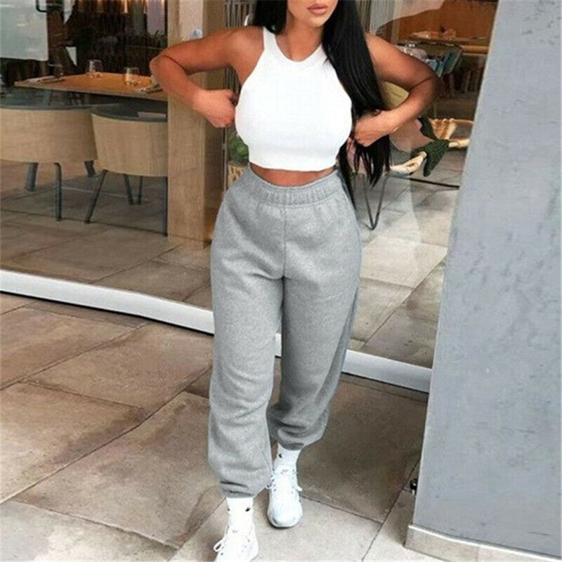 Damen Lässige Jogginghose mit elastischem Bund und seitlichen Taschen Drune