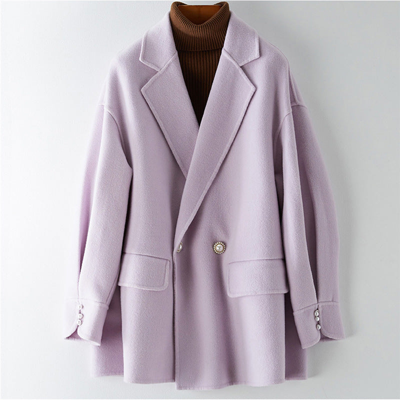 Damen Moderner Oversized Blazer mit Dekorativen Knöpfen Drune
