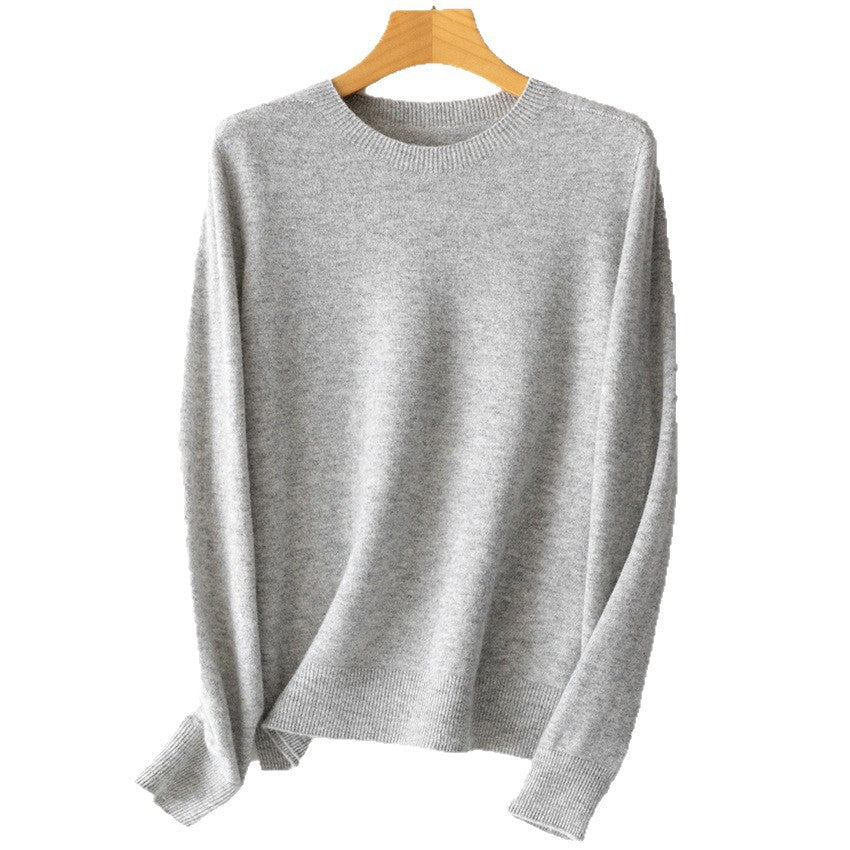 Damen Feiner Rundhals-Pullover aus Kaschmir-Mix mit gerippten Bündchen Drune