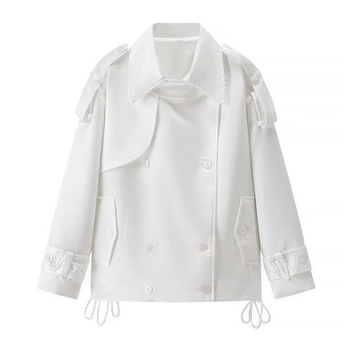 Damen nan kurzer doppelreihiger Trenchcoat mit Schulterklappen, variabler Saumzug und verstellbaren Manschetten Drune