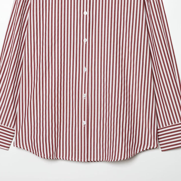 Damen Oversize Streifen‑Hemdbluse mit überschnittener Schulter und verlängertem Saum Drune