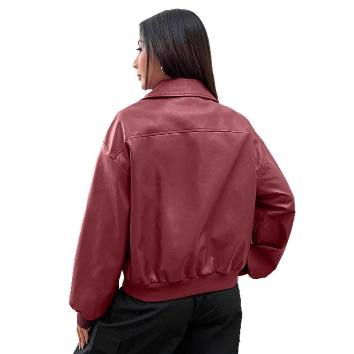 Damen Trendige Oversize-Jacke mit voluminösen Ärmeln und Reißverschluss Drune