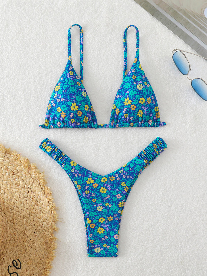 Damen Triangel-Bikini mit floralen Mustern Drune
