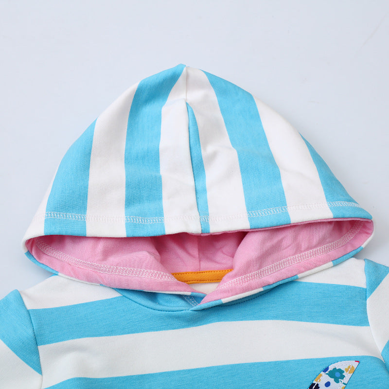 Mädchen Kapuzenkleid mit buntem Delfin-Motiv Drune