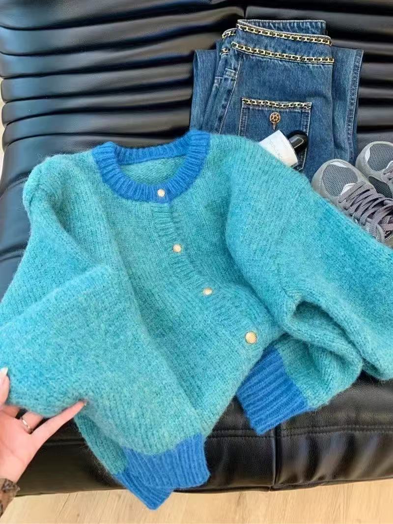 Damen gestrickte Cardigan mit dekorativen Perlenknöpfen Drune
