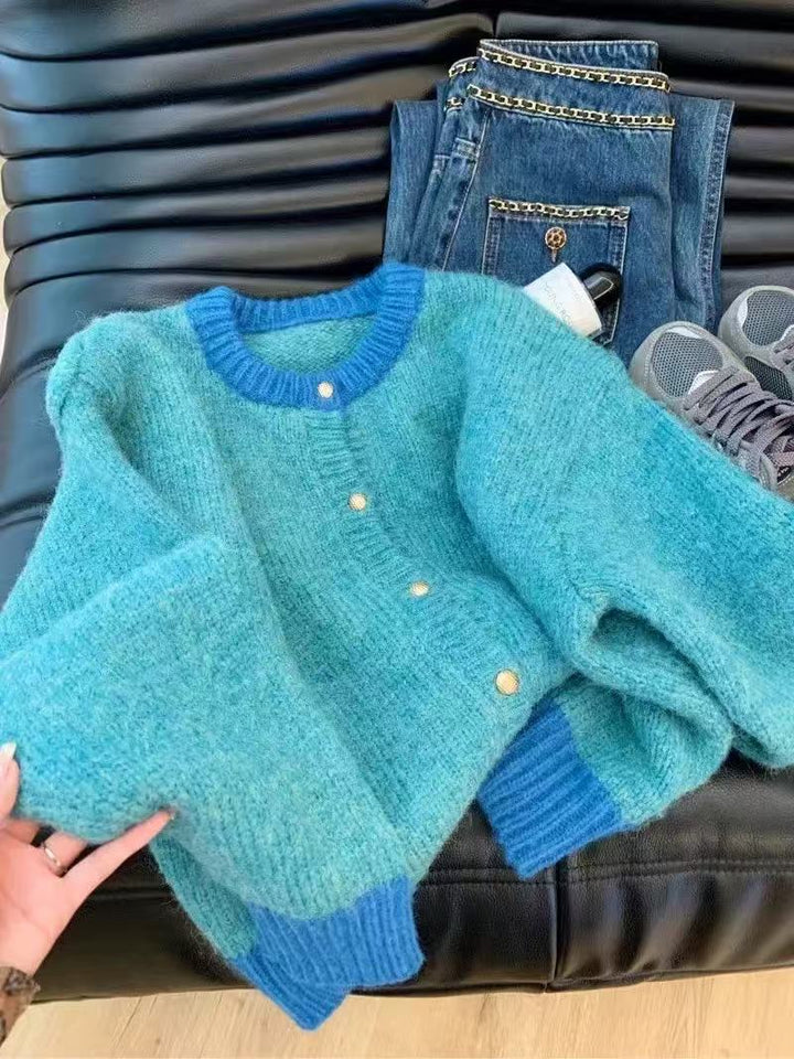 Damen gestrickte Cardigan mit dekorativen Perlenknöpfen Drune