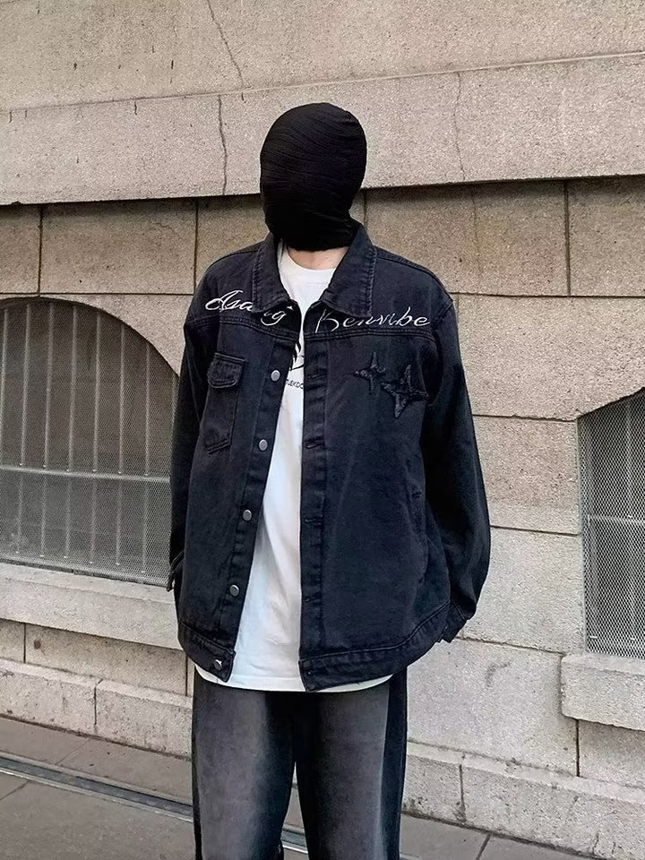 Herren lässige Denim-Überjacke mit kreativen Details Drune