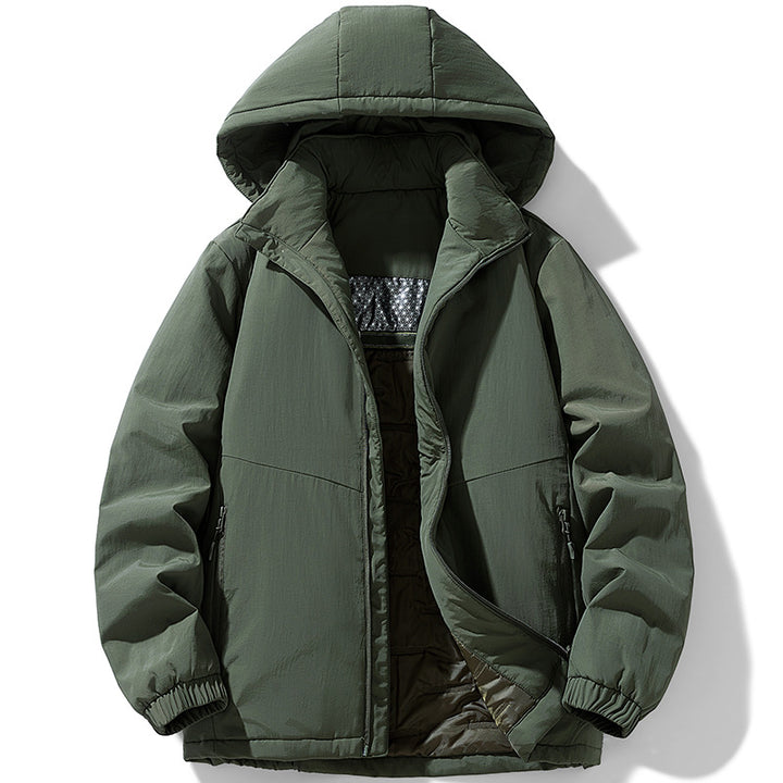 Herren Gepolsterte Thermo-Winterjacke mit Kapuze, wasserabweisender Außenhaut und Reißverschlusstaschen Drune