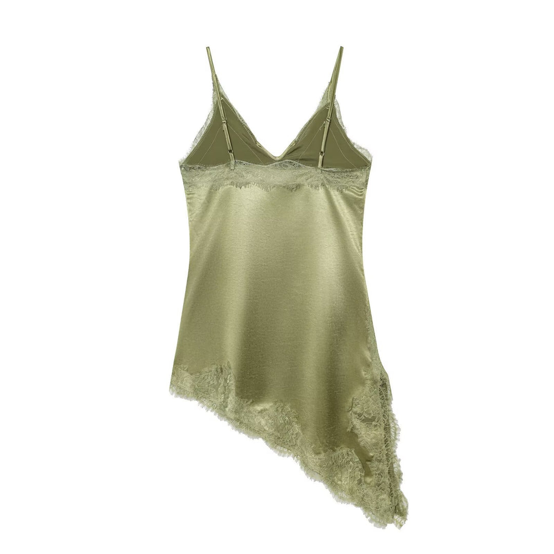 Damen Spitzen-Top mit asymmetrischem Saum und verstellbaren Trägern Drune