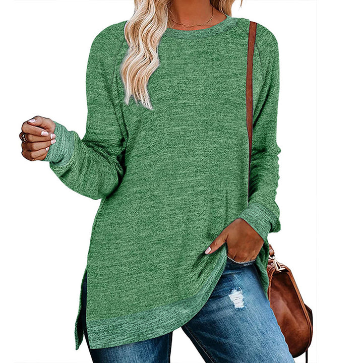 Damen lässiges Oversized Langarmshirt mit abgesetztem Saum Drune