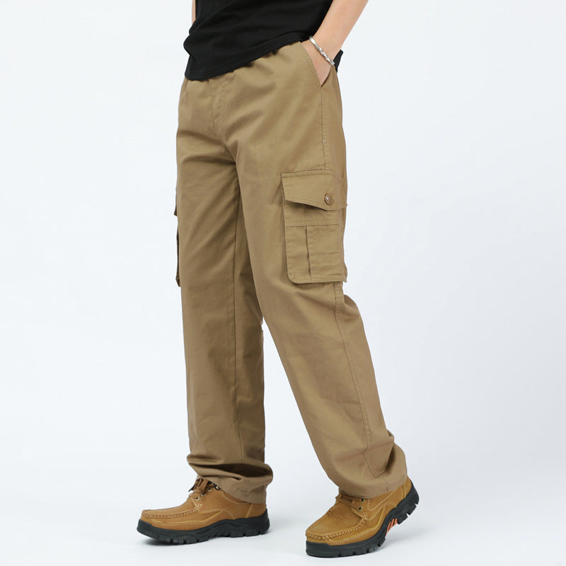 Herren Lockere Cargo-Freizeithose mit tiefem Schritt, elastischem Bund & Multitaschen Drune