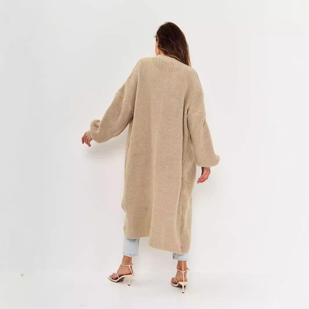 Damen Großer Strickmantel mit offener Front und lässiger Silhouette Drune