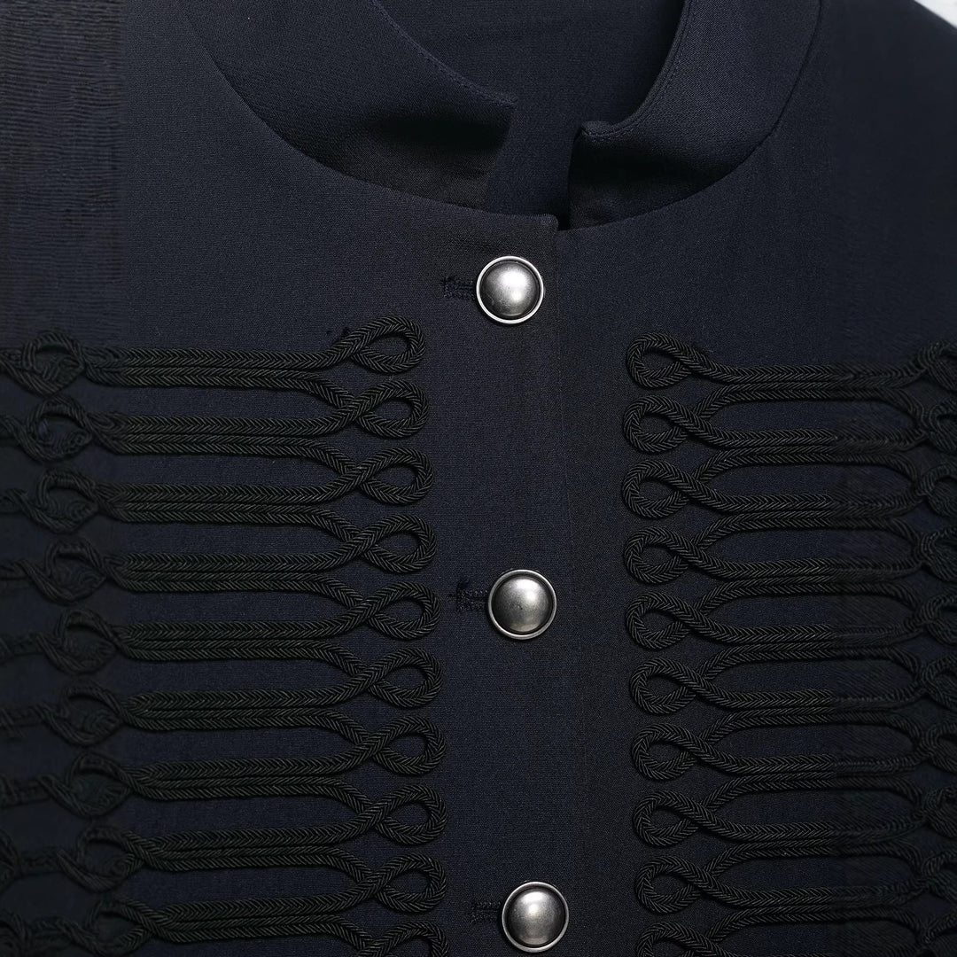Damen Cropped militärinspirierte Kurzjacke mit Stehkragen und Zierkordeln Drune