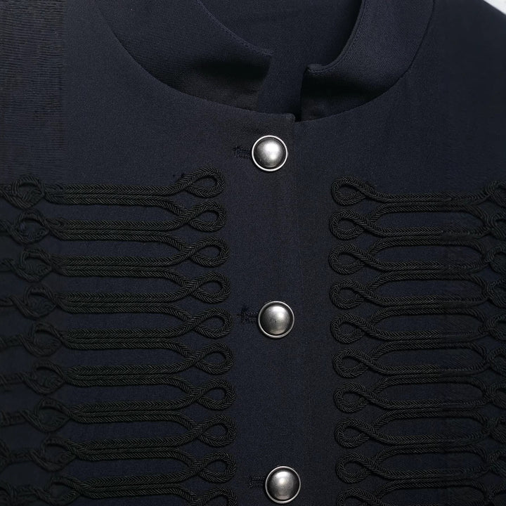 Damen Cropped militärinspirierte Kurzjacke mit Stehkragen und Zierkordeln Drune