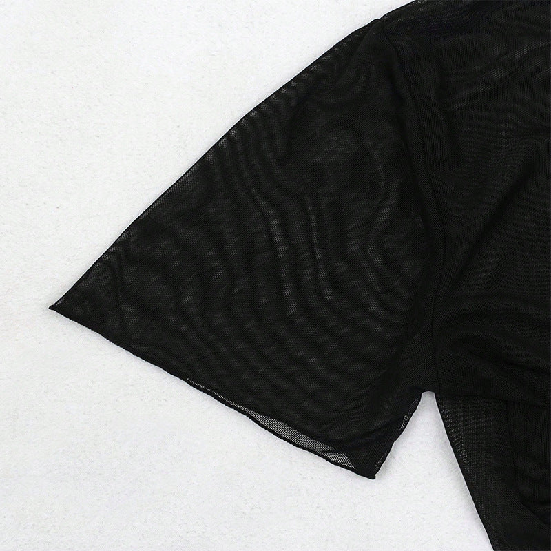 Damen Crop-Top mit V-Ausschnitt und dekorativem Bindeband Drune
