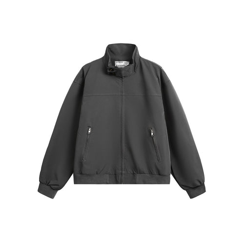 Herren Urbaner Microfaser-Blouson mit Stehkragen, verdeckter Knopfleiste und Reißverschlusstaschen Drune