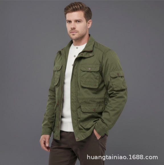 Herren Utility-Fieldjacke mit mehreren Pattentaschen und verstellbarer Taille Drune